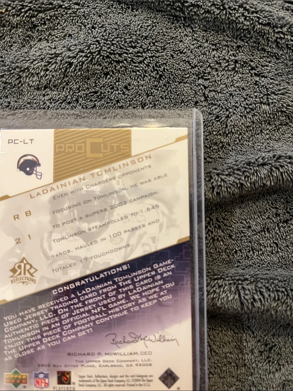 2004 upper deck reflections - Pro cut jerseys LaDainian Tomlinson #PC-LT